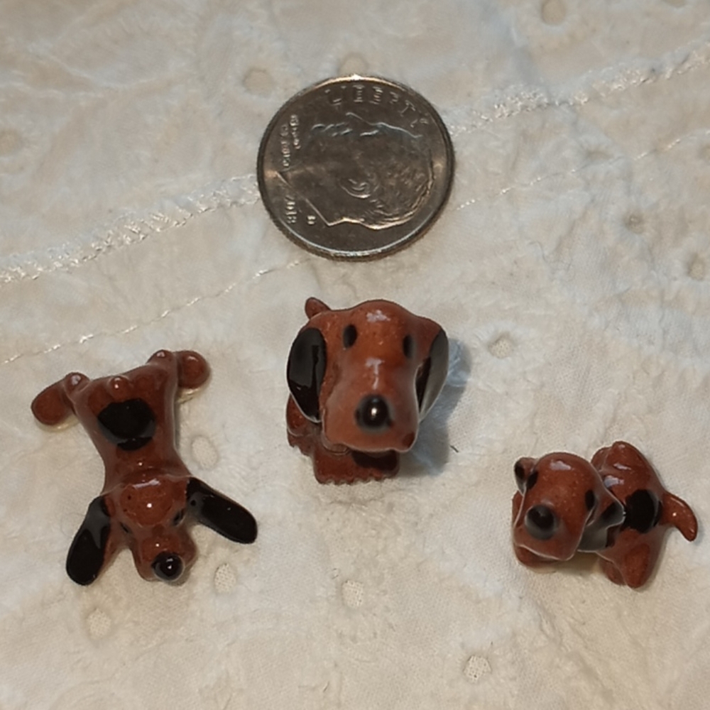 Vintage Hagen Renaker 3 porcelain miniature dogs